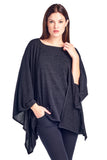 Solid Knit Sweater Caftan Poncho Tunic