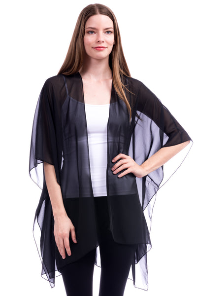 Solid Sheer Chiffon Kimono Cardigan