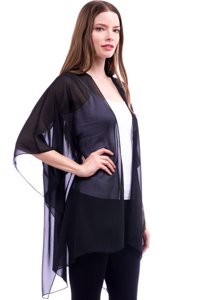 Solid Sheer Chiffon Kimono Cardigan