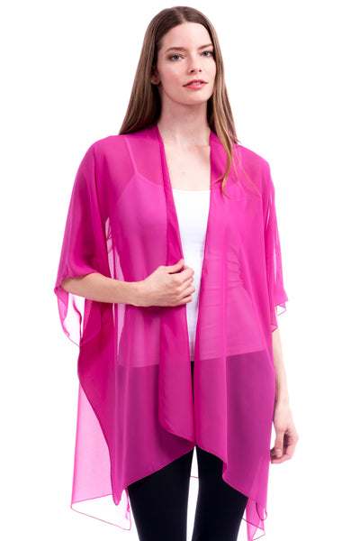 Solid Sheer Chiffon Kimono Cardigan