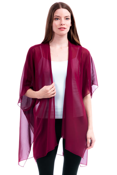 Solid Sheer Chiffon Kimono Cardigan