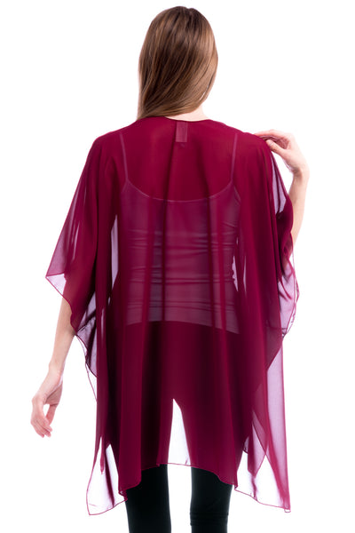 Solid Sheer Chiffon Kimono Cardigan