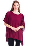 Opaque Chiffon Caftan Poncho Tunic Top