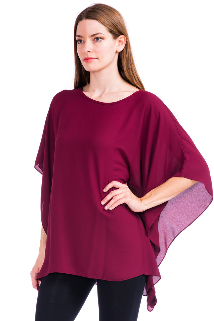 Afaqui Kaftan Georgette Top for Women, Loose Fit Round Neck Poncho
