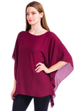 Opaque Chiffon Caftan Poncho Tunic Top