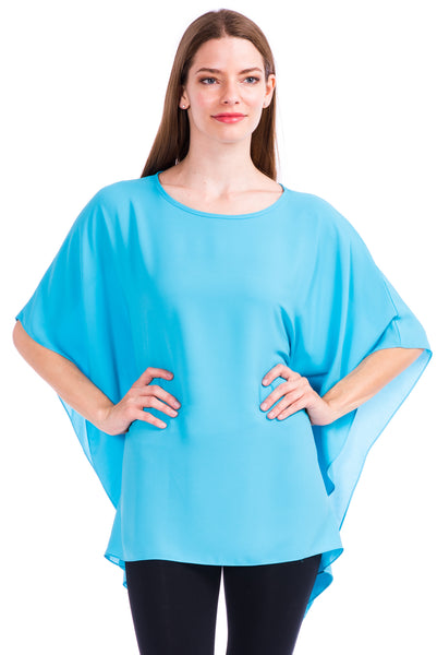 Opaque Chiffon Caftan Poncho Tunic Top