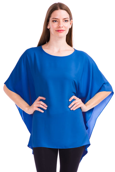 Opaque Chiffon Caftan Poncho Tunic Top