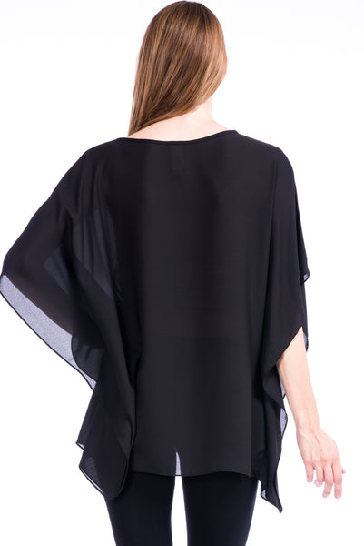 Opaque Chiffon Caftan Poncho Tunic Top