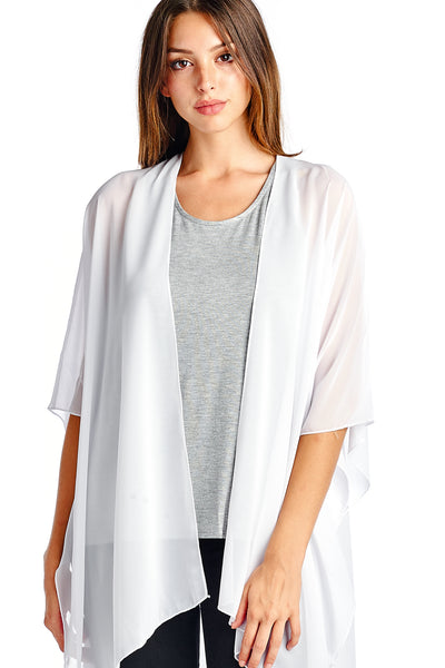 Solid Sheer Chiffon Kimono Cardigan