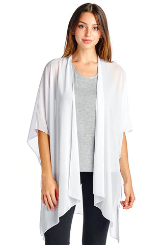 Solid Sheer Chiffon Kimono Cardigan