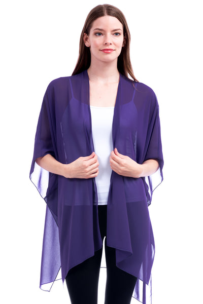 Solid Sheer Chiffon Kimono Cardigan