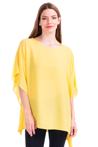 Opaque Chiffon Caftan Poncho Tunic Top