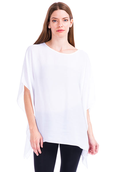 Opaque Chiffon Caftan Poncho Tunic Top