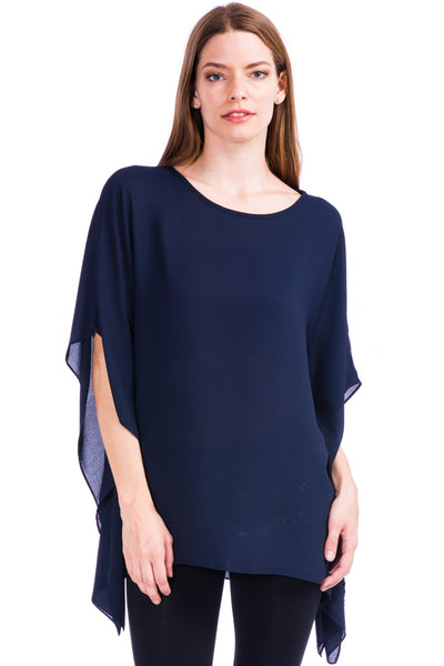 Opaque Chiffon Caftan Poncho Tunic Top