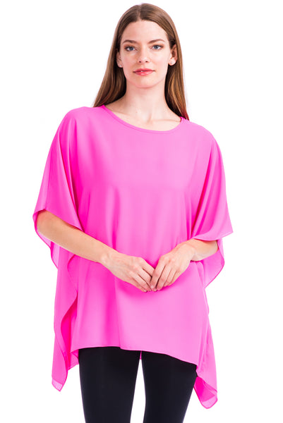 Opaque Chiffon Caftan Poncho Tunic Top