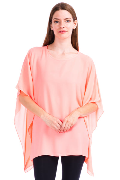 Opaque Chiffon Caftan Poncho Tunic Top