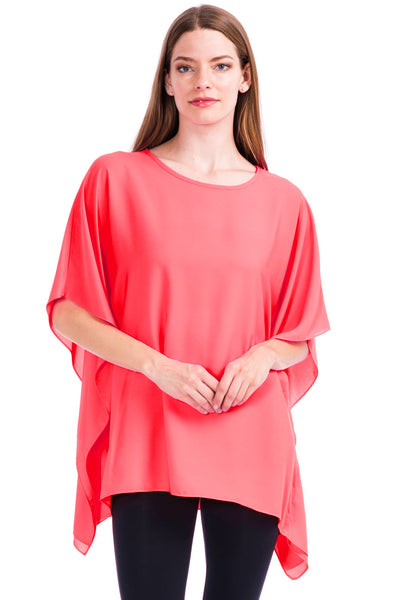 Opaque Chiffon Caftan Poncho Tunic Top