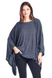 Solid Knit Sweater Caftan Poncho Tunic