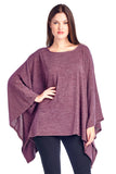 Solid Knit Sweater Caftan Poncho Tunic