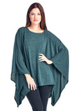 Solid Knit Sweater Caftan Poncho Tunic