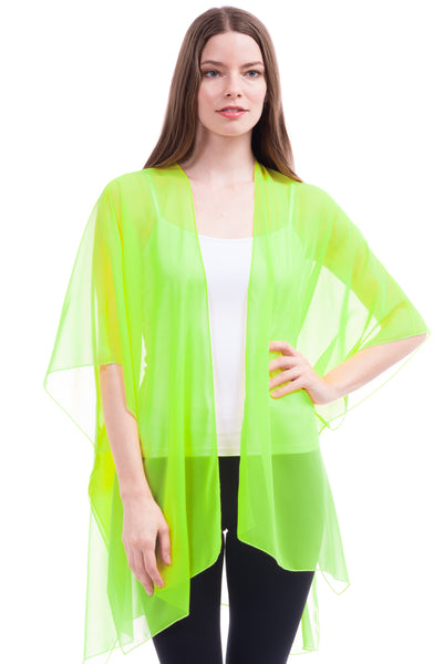 Solid Sheer Chiffon Kimono Cardigan